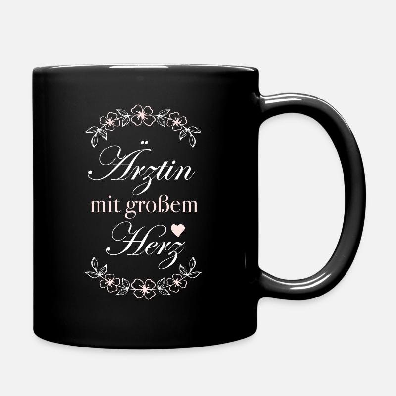 Geschenk Ärztin mit großem Herz - Tasse einfarbig - Schwarz