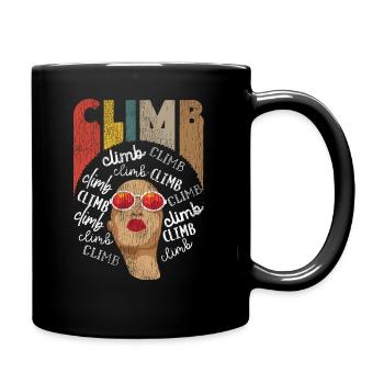 Climb Retro Vintage Afro Girl - Full Colour Mug - black - Right