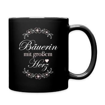 Geschenk Bäuerin mit großem Herz - Tasse einfarbig - Schwarz - Rechts