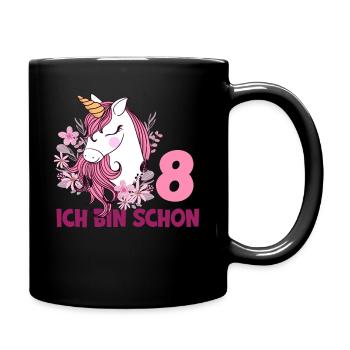 8. Geburtstag Mädchen 8 Jahre Pferd Pferde Einhorn - Tasse einfarbig - Schwarz - Rechts