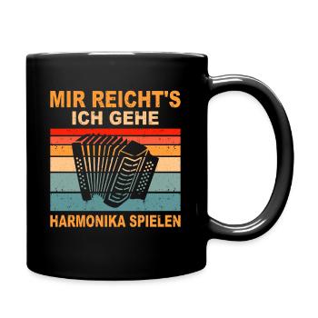Harmonikaspieler Geschenk Ziehharmonika Volksmusik - Tasse einfarbig - Schwarz - Rechts