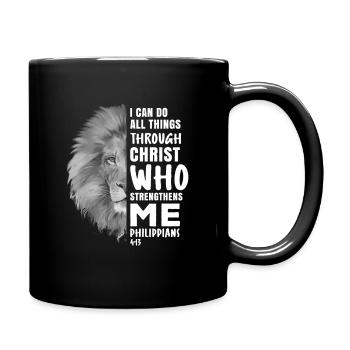 I Can Do All Things Through Christ Lion religieux - Mug uni - noir - Droite