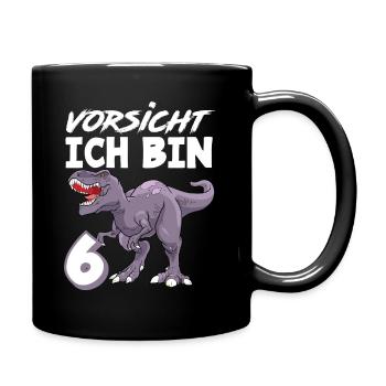 6. Geburtstag 6 Jahre Dino Dinosaurier Fan - Tasse einfarbig - Schwarz - Rechts