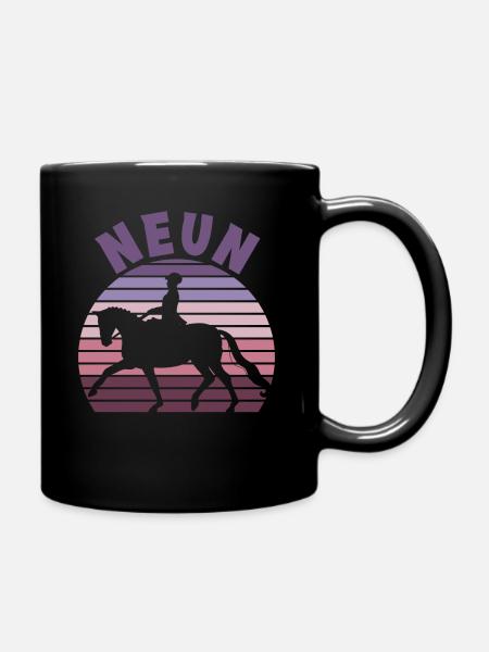 9. Geburtstag Mädchen 9 Jahre Pferd Reiterin - Tasse einfarbig - Schwarz