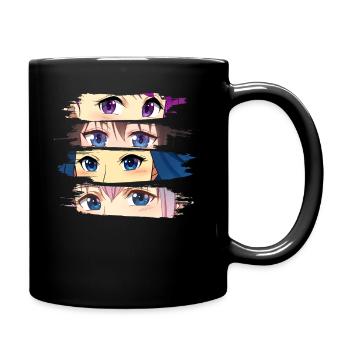 Anime Faces - Manga Otaku - Full Colour Mug - black - Right