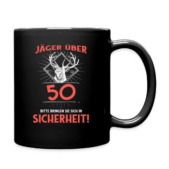 Jäger über 50 bitte bringen Sie sich in Sicherheit - Tasse einfarbig - Schwarz - Rechts