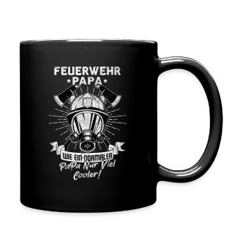 Papa Feuerwehr - Tasse einfarbig - Schwarz - Rechts