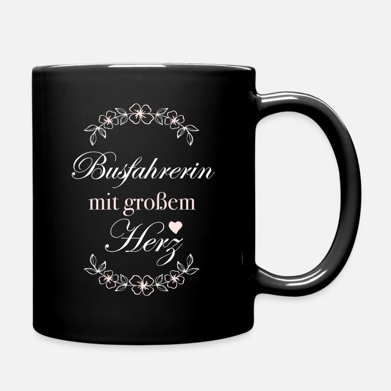 Geschenk Busfahrerin mit großem Herz - Tasse einfarbig - Schwarz