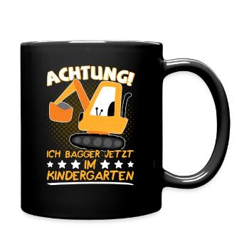 Kindergarten Start Kindergartenkind KiGa Bagger - Tasse einfarbig - Schwarz - Rechts