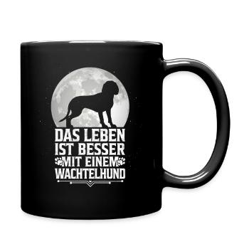 Leben mit Deutscher Wachtelhund Jagdhund - Tasse einfarbig - Schwarz - Rechts