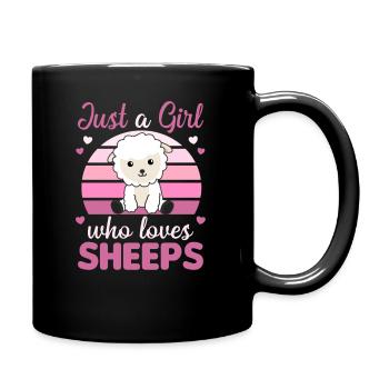 Nur ein Mädchen das Schafe liebt - süßes Schaf - Tasse einfarbig - Schwarz - Rechts
