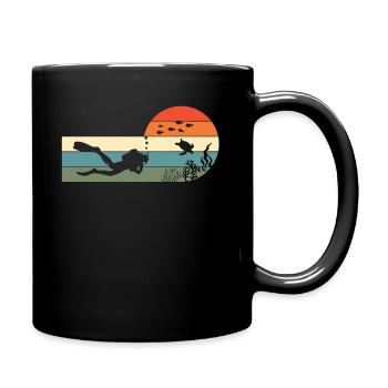 Scuba Diving Vintage Retro Diver - Tasse einfarbig - Schwarz - Rechts