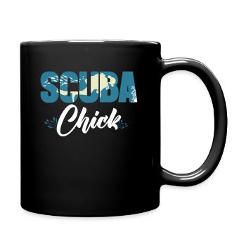 Diving Diver Girl Scuba Chick - Full Colour Mug - black - Right