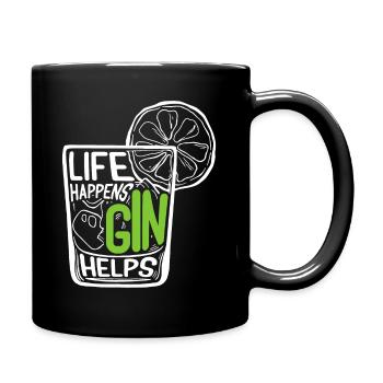 Life Happens Gin Helps - Full Colour Mug - black - Right