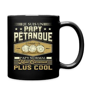 Papy Pétanque Cadeau Humour Boccia Homme Petanque - Mug uni - noir - Droite