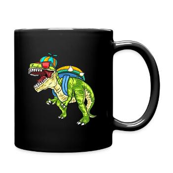 Kindergarten Boss Dino Dinosaurier Jungen Schule - Tasse einfarbig - Schwarz - Rechts