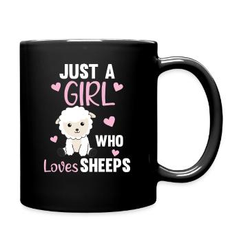 Nur ein Mädchen das Schafe liebt - süßes Schaf - Tasse einfarbig - Schwarz - Rechts