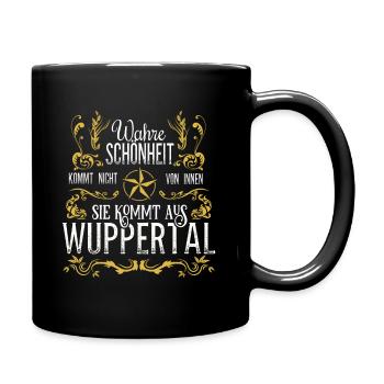 Wahre Schönheit kommt aus Wuppertal - Tasse einfarbig - Schwarz - Rechts