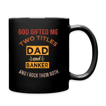 awsome unique BANKER dad gift - christmas banker - Full Colour Mug - black - Right