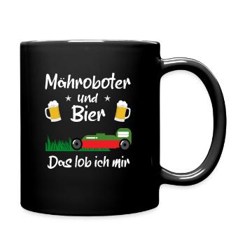 Mähroboter und Bier das Lob ich mir - Tasse einfarbig - Schwarz - Rechts