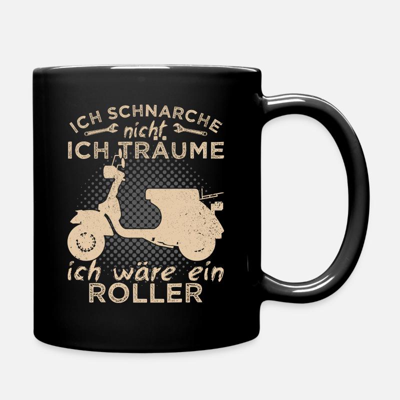 Motorroller Roller Rollerfahrer Scooter Zweirad - Tasse einfarbig - Schwarz