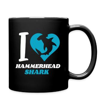 Hammerhai Liebe Hai Meerestiere Ozean - Tasse einfarbig - Schwarz - Rechts