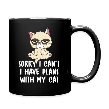 Sorry I Can't I Have Plans with My Cat Owner Lover - Full Colour Mug - black - Right