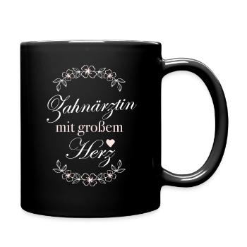 Geschenk Zahnärztin mit großem Herz - Tasse einfarbig - Schwarz - Rechts