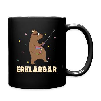 Lehrer Lehrerin Nachhilfe Lehramt Erklärbär - Tasse einfarbig - Schwarz - Rechts