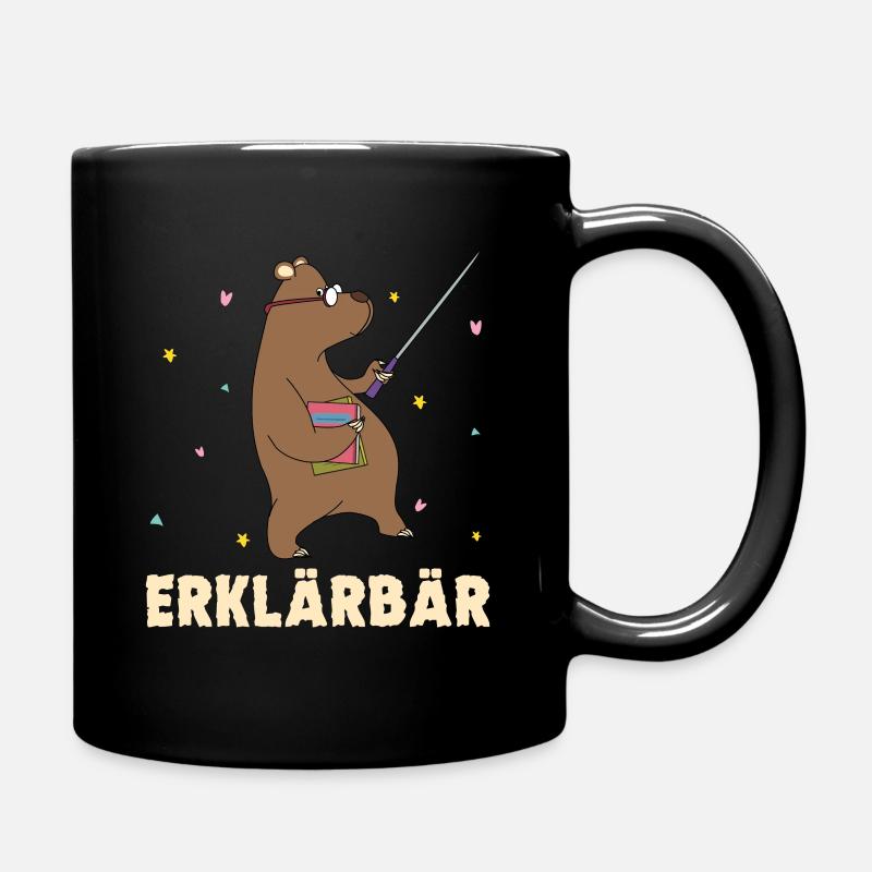 Lehrer Lehrerin Nachhilfe Lehramt Erklärbär - Tasse einfarbig - Schwarz