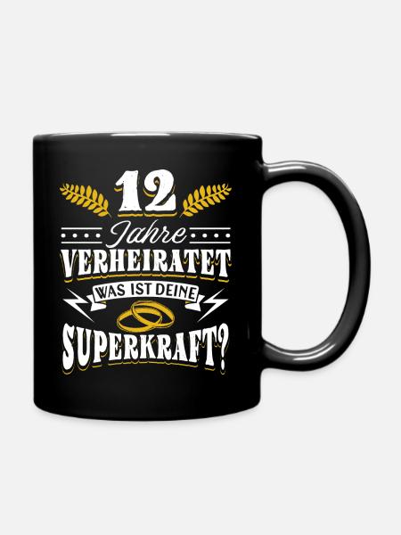 Nickelhochzeit 12 Jahre Verheiratet Hochzeitstag - Tasse einfarbig - Schwarz
