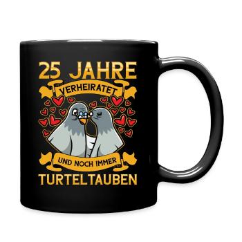 Silberhochzeit 25 Jahre Verheiratet Hochzeitstag - Tasse einfarbig - Schwarz - Rechts
