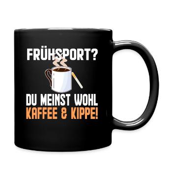 Kaffe und Kippe - Tasse einfarbig - Schwarz - Rechts
