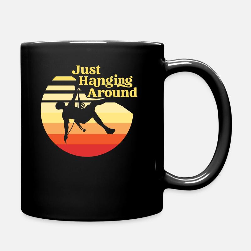 Rock Climbing Climber Girl Retro - Full Colour Mug - black