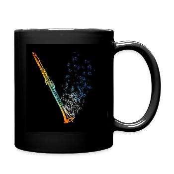 Clarinet Vintage Musical Notes Music Clarinetist - Full Colour Mug - black - Right