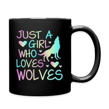 Just A Girl Who Loves Wolves - Tasse einfarbig - Schwarz - Rechts