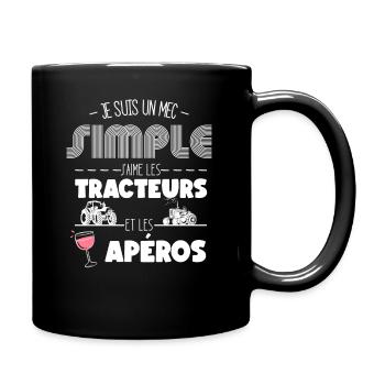 Je Suis Un Mec Simple J'aime Les Tracteurs et les - Mug uni - noir - Droite