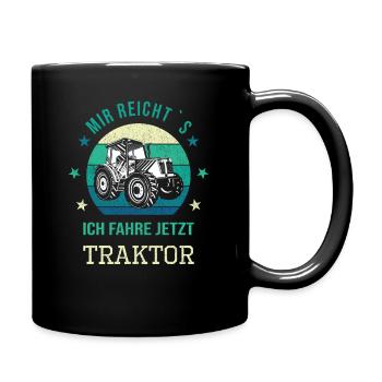 Traktor Trecker Schlepper Ackerschlepper Bauer - Tasse einfarbig - Schwarz - Rechts