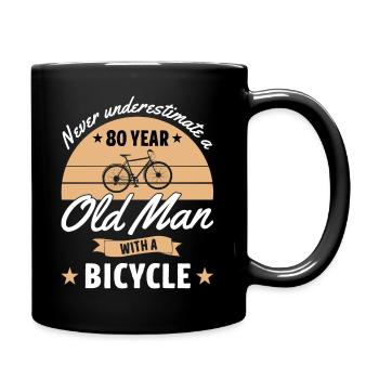 Never underestimate a 80 year old man with bicycle - Mug uni - noir - Droite