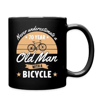 Never underestimate a 70 year old man with bicycle - Tasse einfarbig - Schwarz - Rechts