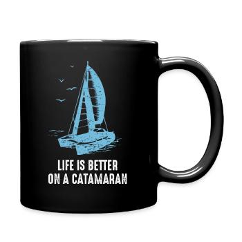 Catamaran Life Is Better Catamaran Sailing Sailor - Full Colour Mug - black - Right