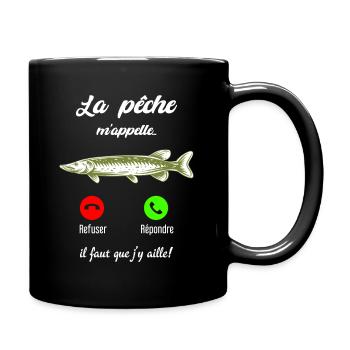 La pêche m'appelle, il Faut Que j'y aille pêcheur - Mug uni - noir - Droite