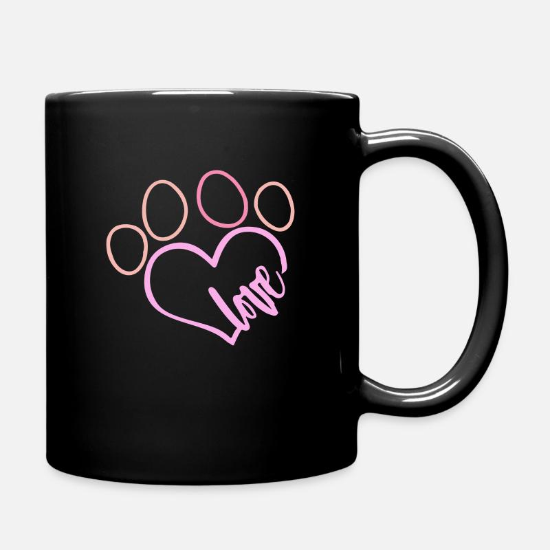 Pfote Herz - Tasse einfarbig - Schwarz