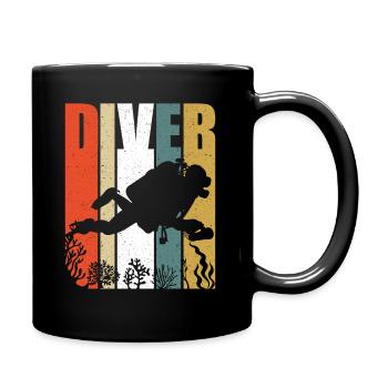 Scuba Diving Vintage Retro Diver - Tasse einfarbig - Schwarz - Rechts