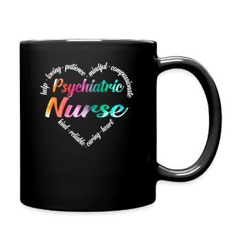 Cardiac Nurse Heart Word Cloud - Full Colour Mug - black - Right
