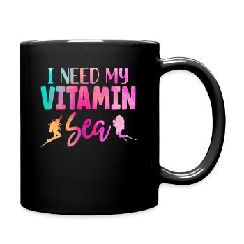 Scuba Diving Diver Girl Watercolor - Full Colour Mug - black - Right
