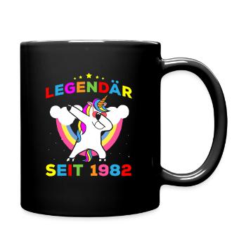 40. Geburtstag Legendär Seit 1982 Dabbing Einhorn - Tasse einfarbig - Schwarz - Rechts