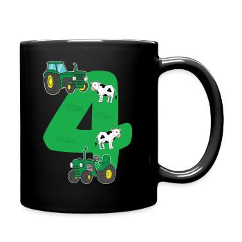 Birthday shirt 4 years tractor 4th birthday - Full Colour Mug - black - Right