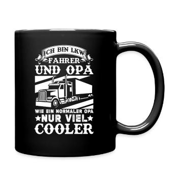 LKW Fahrer und Opa Trucker Fernfahrer Großvater - Tasse einfarbig - Schwarz - Rechts