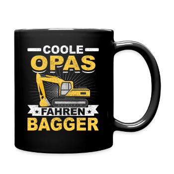 Baggerführer Geschenk Baggerfahrer Opa Bagger - Tasse einfarbig - Schwarz - Rechts